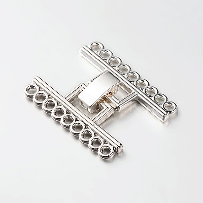 9 Strands Alloy and Brass Fold Over Clasps PALLOY-N0112-04P-1