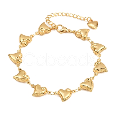 304 Stainless Steel Heart Link Chain Bracelets for Valentine's Day Gift BJEW-D359-17D-G-1