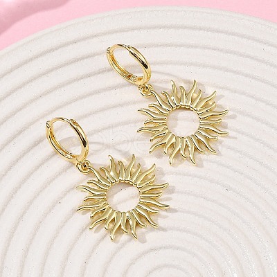 Sun Brass Hoop Earrings EJEW-H180-30D-G-1