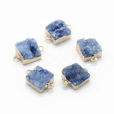 Natural Druzy Quartz Links connectors G-P396-11G-01-1