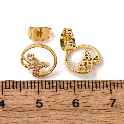 Brass Micro Pave Clear Cubic Zirconia Stud Earrings EJEW-D328-04G-02-1