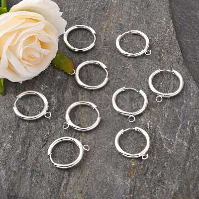 201 Stainless Steel Huggie Hoop Earring Findings STAS-P283-01H-S-1