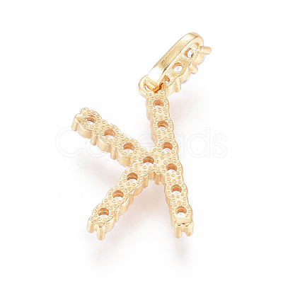 Golden Plated Brass Micro Pave Clear Cubic Zirconia Pendants X-ZIRC-L093-01K-1