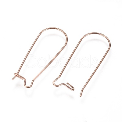 Ion Plating(IP) 304 Stainless Steel Hoop Earrings Findings Kidney Ear Wires STAS-L216-22A-RG-1