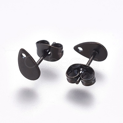 304 Stainless Steel Stud Earring Findings Ion Plating(IP) STAS-O119-11B-B-1