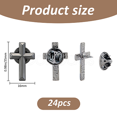 24Pcs Cross Alloy Lapel Pin Backs for Backpack Clothes JEWB-FH0002-99B-1