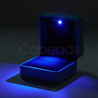 Square Plastic Jewelry Ring Boxes OBOX-F005-01B-1