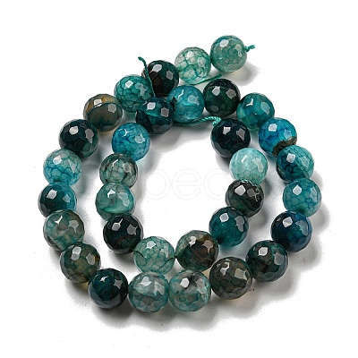 Faceted Natural Dragon Veins Agate Beads Strands G-F447-12mm-P07-1