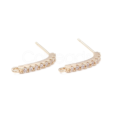 Rack Plating Brass Micro Pave Cubic Zirconia Stud Earring Findings ZIRC-F126-04G-1