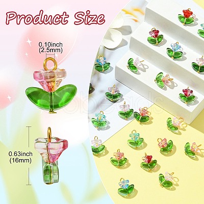 Glass Flower Pendants PALLOY-CJ00038-1