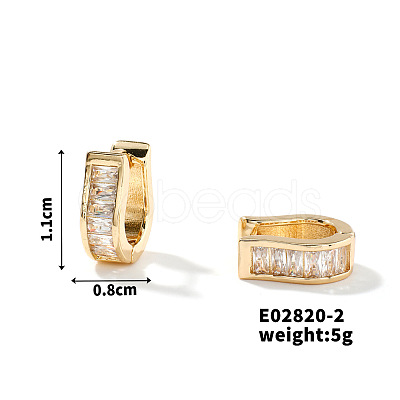 Exquisite Unisex U-shaped Brass Cubic Zirconia Hoop Earrings Fashionable Light Luxury RN4802-2-1
