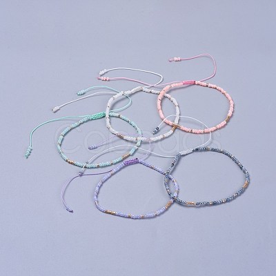Adjustable Nylon Thread Braided Beads Bracelets BJEW-JB04374-1
