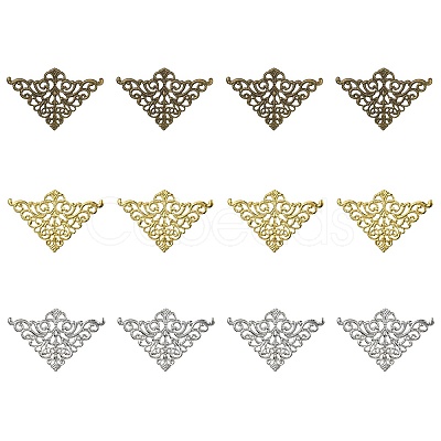 12Pcs 3 Colors Iron Filigree Joiner Links IFIN-YW0003-47-1
