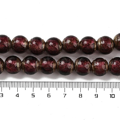 Handmade Gold Sand Lampwork Beads Strands LAMP-P062-01B-1
