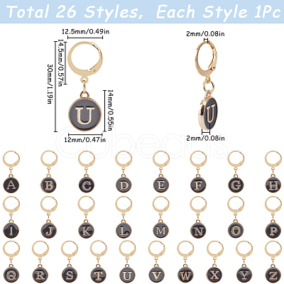 Letter A~Z Alloy Enamel Charms Pendant Locking Stitch Markers HJEW-SC00079-1