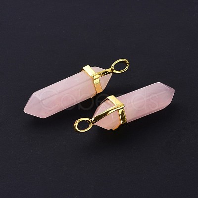 Natural Rose Quartz Pointed Pendants G-G025-01G-41-1