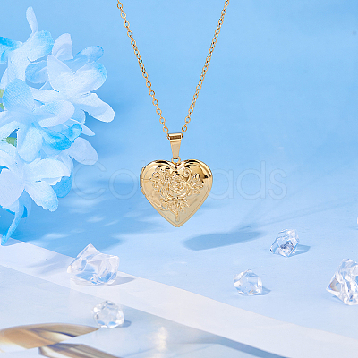 304 Stainless Steel Heart Locket Pendant Necklaces for Photo NJEW-WH0020-97D-1