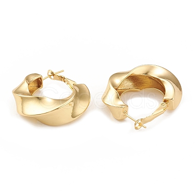 Rack Plating Brass Twist Ring Hoop Earrings for Women EJEW-L231-70G-1