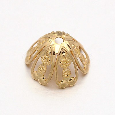 6-Petal Brass Bead Caps KK-O077-02-1