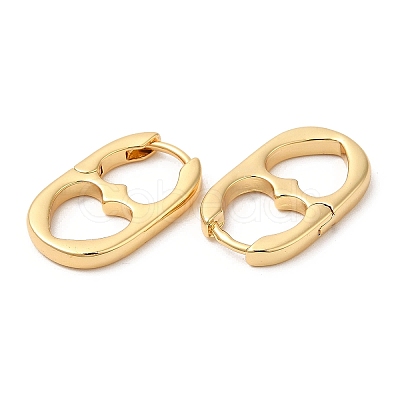 Rack Plating Brass Oval with Heart Hoop Earrings EJEW-D064-09G-1