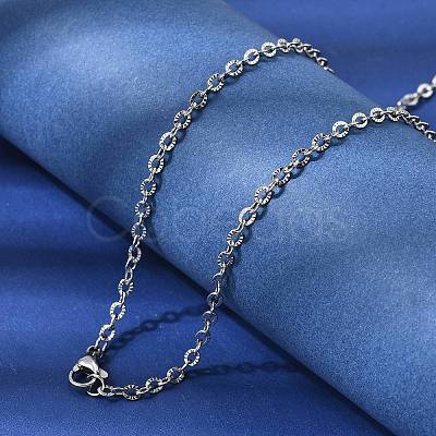 12Pcs 2.8MM 304 Stainless Steel Textured Cable Chain Necklaces for Men Women NJEW-H093-18P-01-1