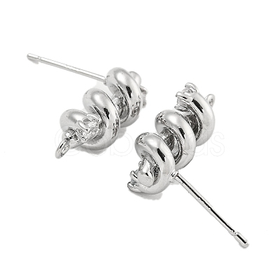 Brass Micro Pave Cubic Zirconia Stud Earring Findings KK-U015-01P-1
