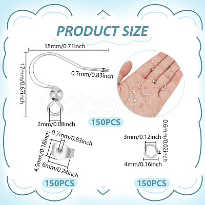 150Pcs 304 Stainless Steel French Earring Hooks STAS-UN0063-33-1