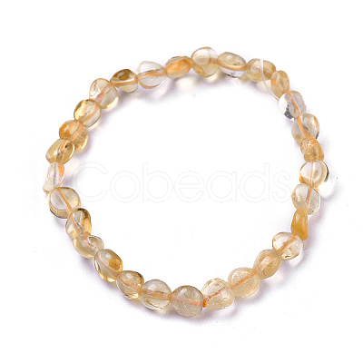 Natural Citrine Bead Stretch Bracelets LS-BJEW-K213-62-1