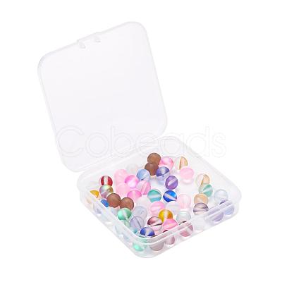 50Pcs 10 Colors Synthetic Moonstone Beads Strands G-YW0001-07-1