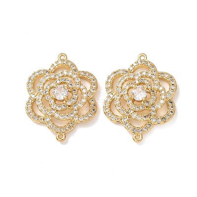 Brass Micro Pave Clear Cubic Zirconia Connector Charms CU-CBA4579-05G-E-1