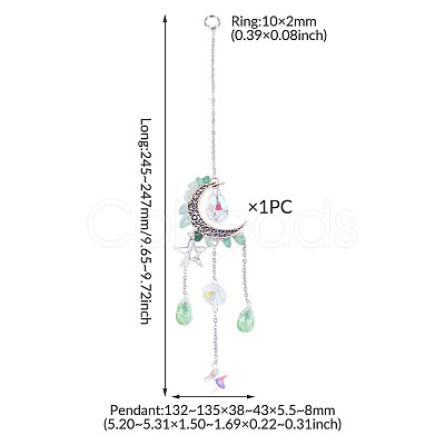 Moon & Star Alloy Hanging Ornaments HJEW-TADJ0023-1