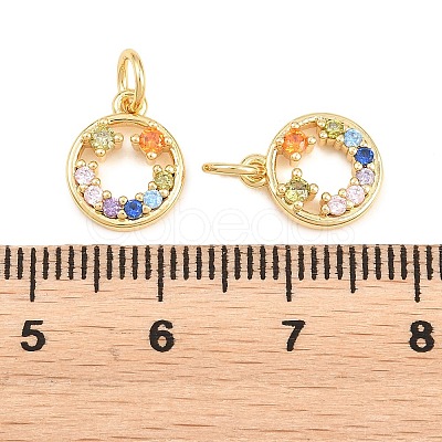 Brass Micro Pave Colorful Cubic Zirconia Charms KK-P353-07G-1