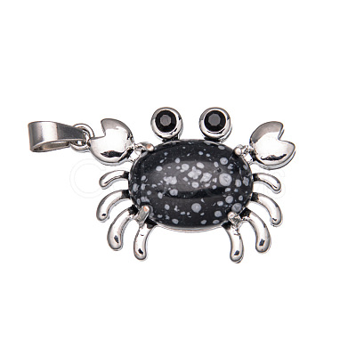 Natural Snowflake Obsidian Pendants PW-WG77816-16-1