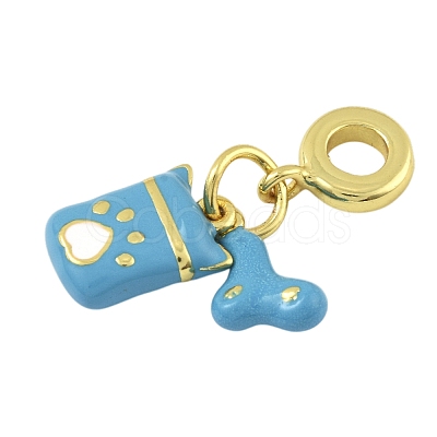 2Pcs 2 Colors Brass Enamel European Dangle Charms KK-FS0001-82-1