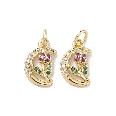 Brass Micro Pave Cubic Zirconia Pendants KK-D235-02G-02-1