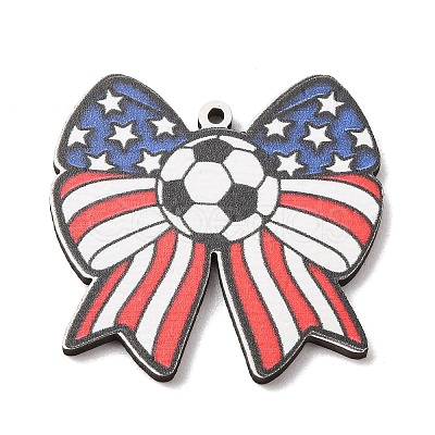 American Football Themed Printed Wooden Pendants WOOD-B012-02F-1