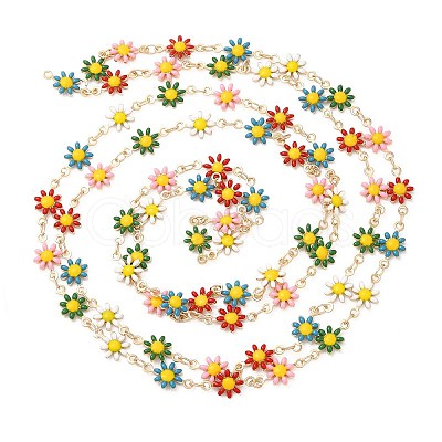 Daisy Brass Enamel Link Chains CHC-G018-01KCG-1