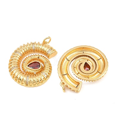 Brass Micro Pave FireBrick Cubic Zirconia Pendants CU-CBA3297-02G-1