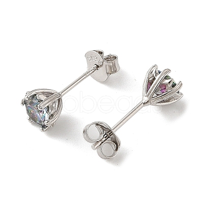 925 Sterling Silver Moissanite Rhinestone Stud Earrings EJEW-U042-05P-03-1