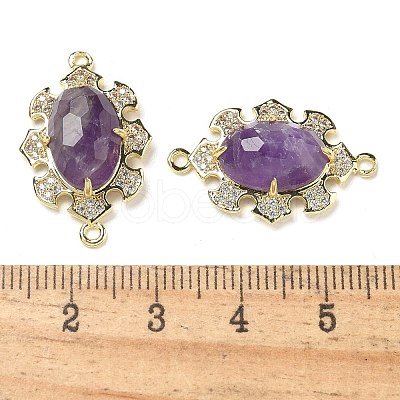 Natural Amethyst Faceted Oval Connector Charms G-G181-06G-03-1