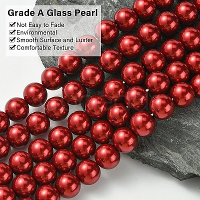 Eco-Friendly Dyed Glass Pearl Round Beads Strands HY-A002-10mm-RB038-1