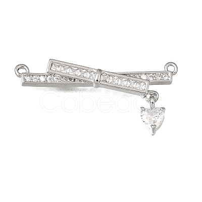 Brass Micro Pave Clear Cubic Zirconia Connector Charms CU-CBA3569-04P-C-1