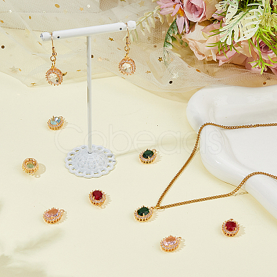 10Pcs 5 Colors Brass Micro Pave Cubic Zirconia Pendants KK-HS0015-57-1