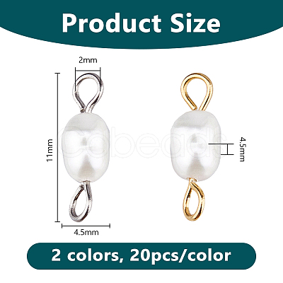 40Pcs 2 Colors Natural Cultured Freshwater Pearl Links Connector Charms PALLOY-DC00035-1