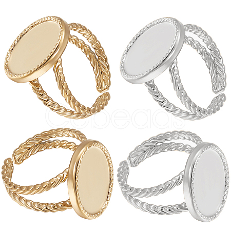 8Pcs 2 Colors 304 Stainless Steel Open Cuff Ring Settings RJEW-BBC0001-26-1