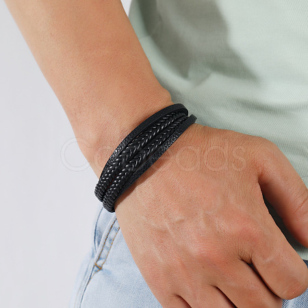 Minimalist Braided Leather Magnetic Clasp Bracelet for Men - Retro and Trendy Design ST9092173-1