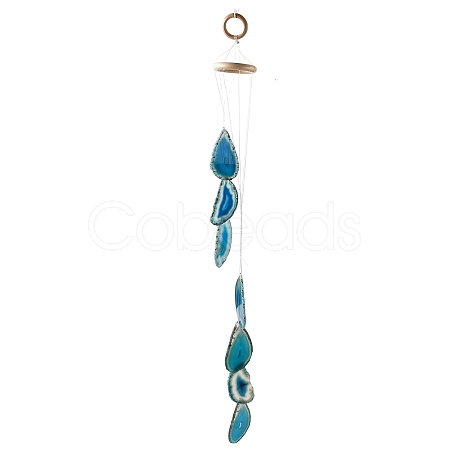 Chakra Natural Dyed Agate Piece Hanging Ornament HJEW-R126-01I-1