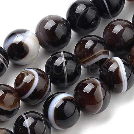 Natural Striped Agate/Banded Agate Beads Strands G-S259-04A-6mm-1