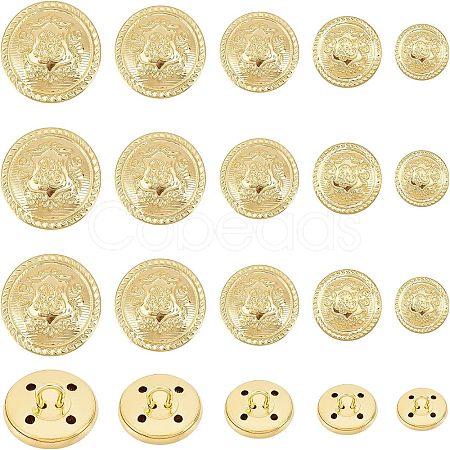 Olycraft 50Pcs 5 Style 4-Hole Brass Buttons BUTT-OC0001-18-1