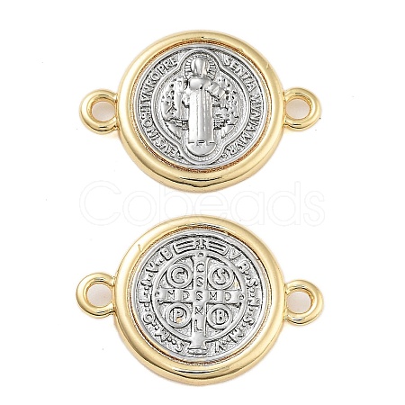 Rack Plating Religion Brass Connector Charms KK-B097-02G-1